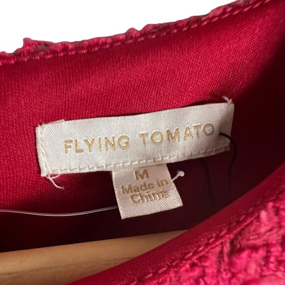 Flying Tomato Pink Red Tweed Puff Long Sleeve Sheath Mini Dress Size Medium - Picture 2 of 11